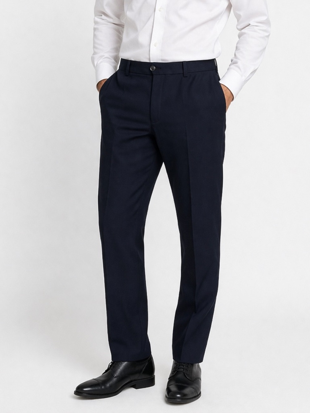 Riviera Traveler Dark Navy Flat Front Mens Dress Pants 34R Wool Blend